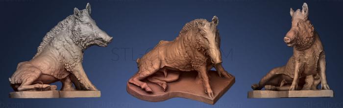 3D model Seated wild Boar (STL)